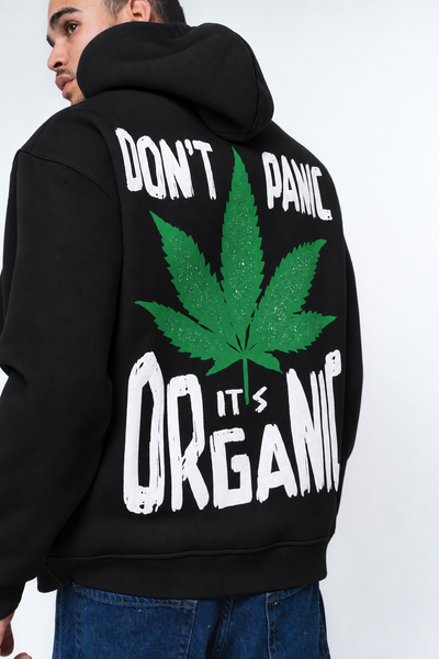 Don't Panic It's Organic Siyah Oversize Hoodie