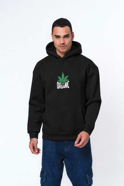 Don't Panic It's Organic Siyah Oversize Hoodie