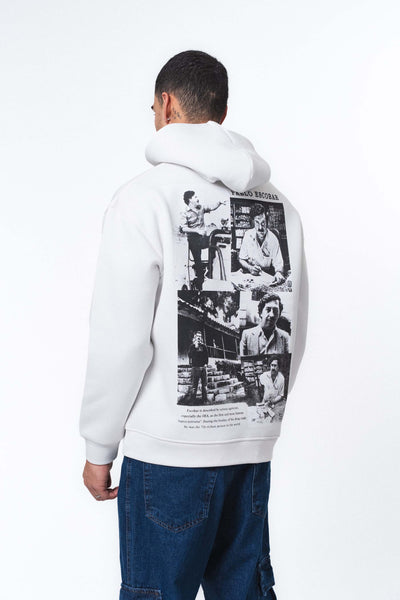 Pablo Escobar Beyaz Oversize Hoodie