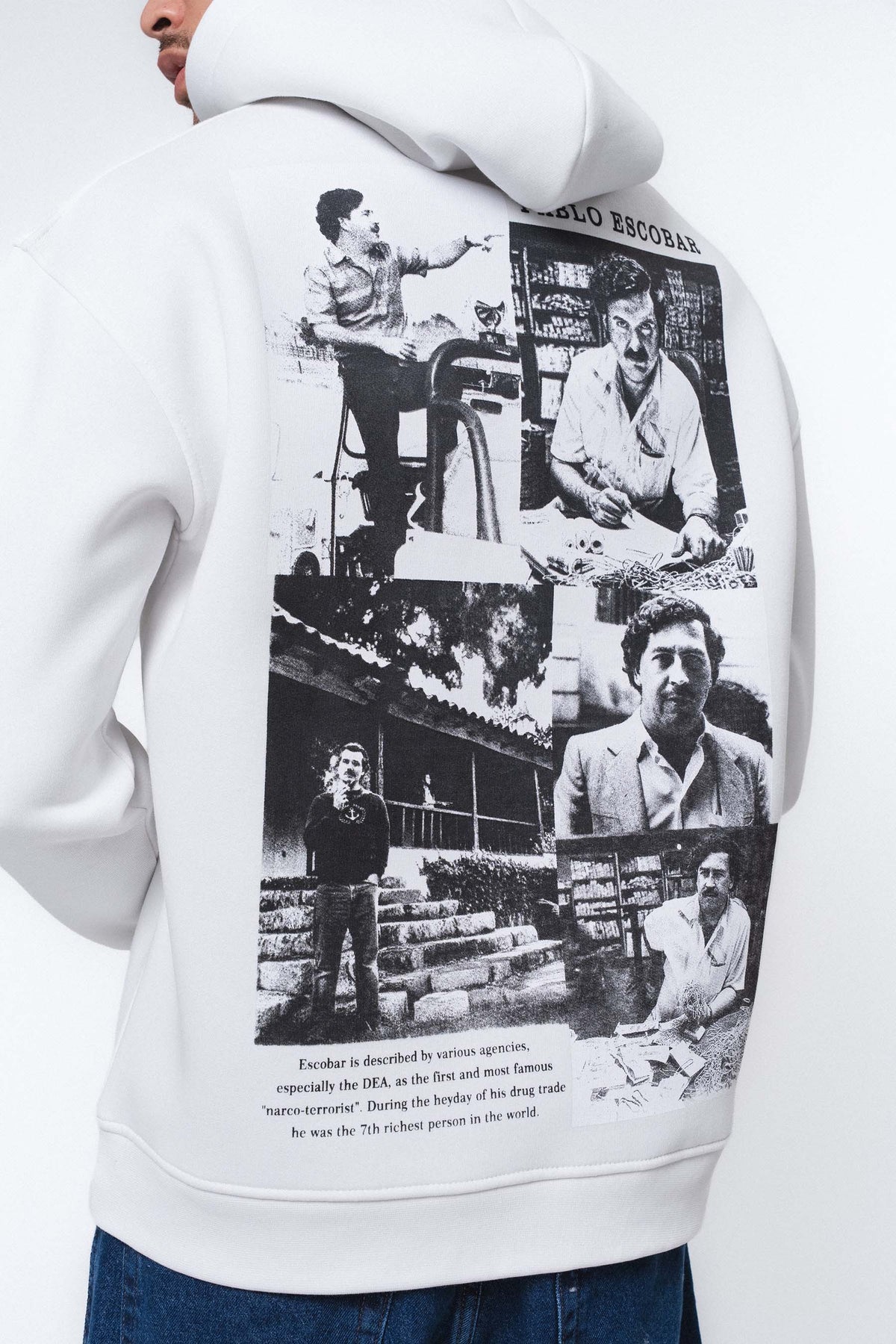 Pablo Escobar Beyaz Oversize Hoodie