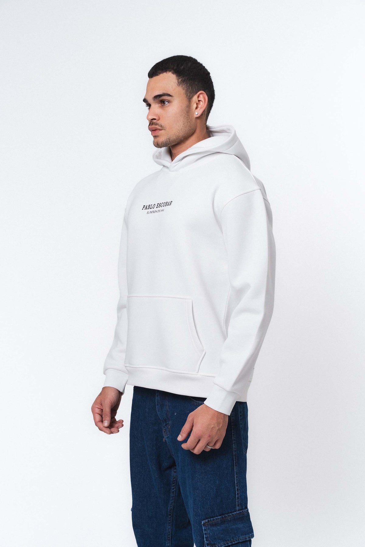 Pablo Escobar Beyaz Oversize Hoodie