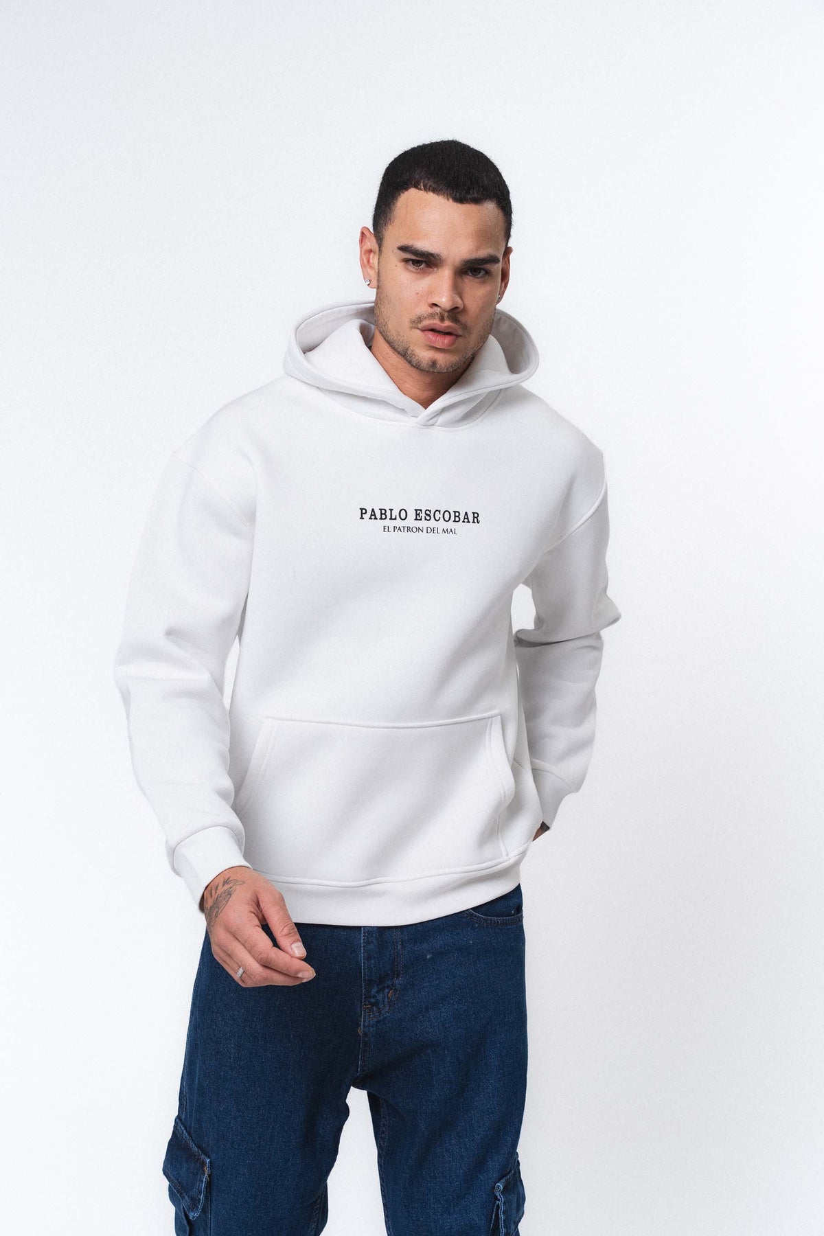Pablo Escobar Beyaz Oversize Hoodie