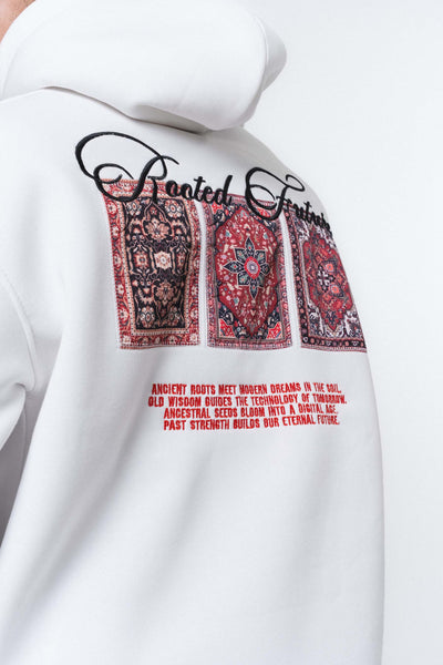 Etnik Tasarım - Rooted Future Beyaz Oversize Hoodie