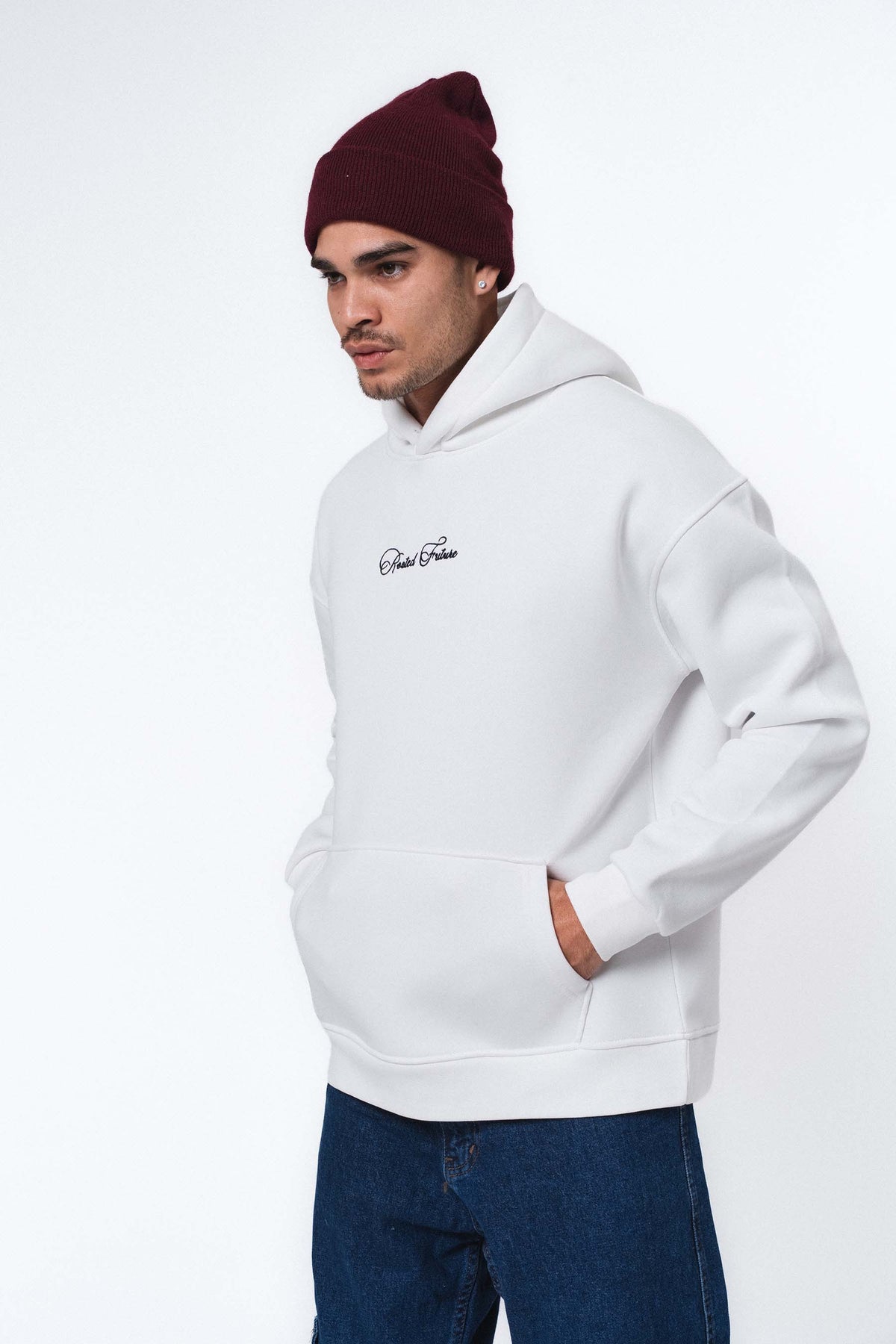 Etnik Tasarım - Rooted Future Beyaz Oversize Hoodie