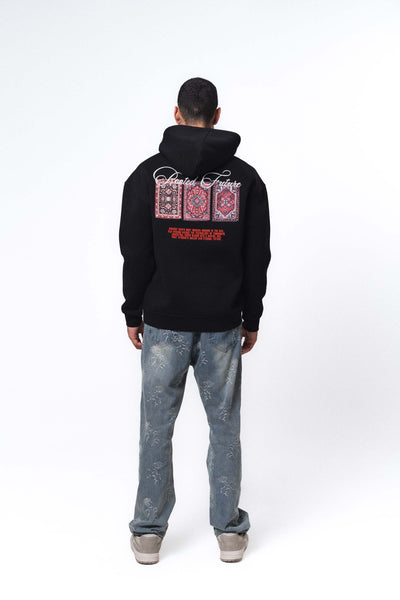 Etnik Tasarım - Rooted Future Siyah Oversize Hoodie