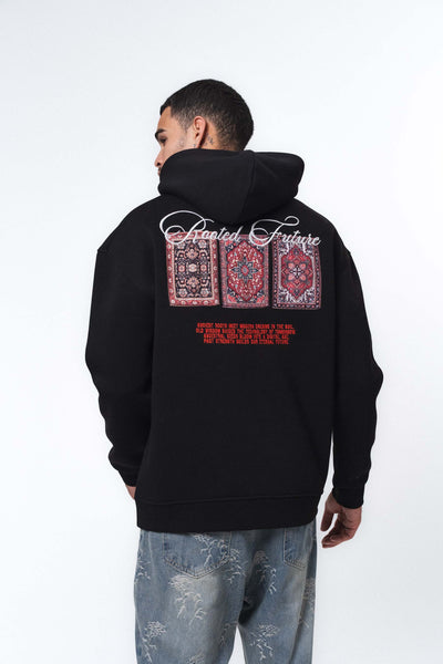 Etnik Tasarım - Rooted Future Siyah Oversize Hoodie