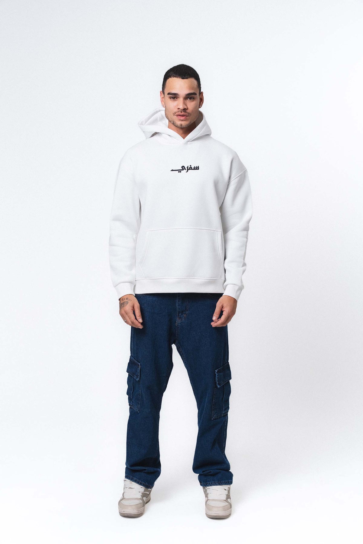 Etnik Tasarım Sefery Beyaz Oversize Hoodie