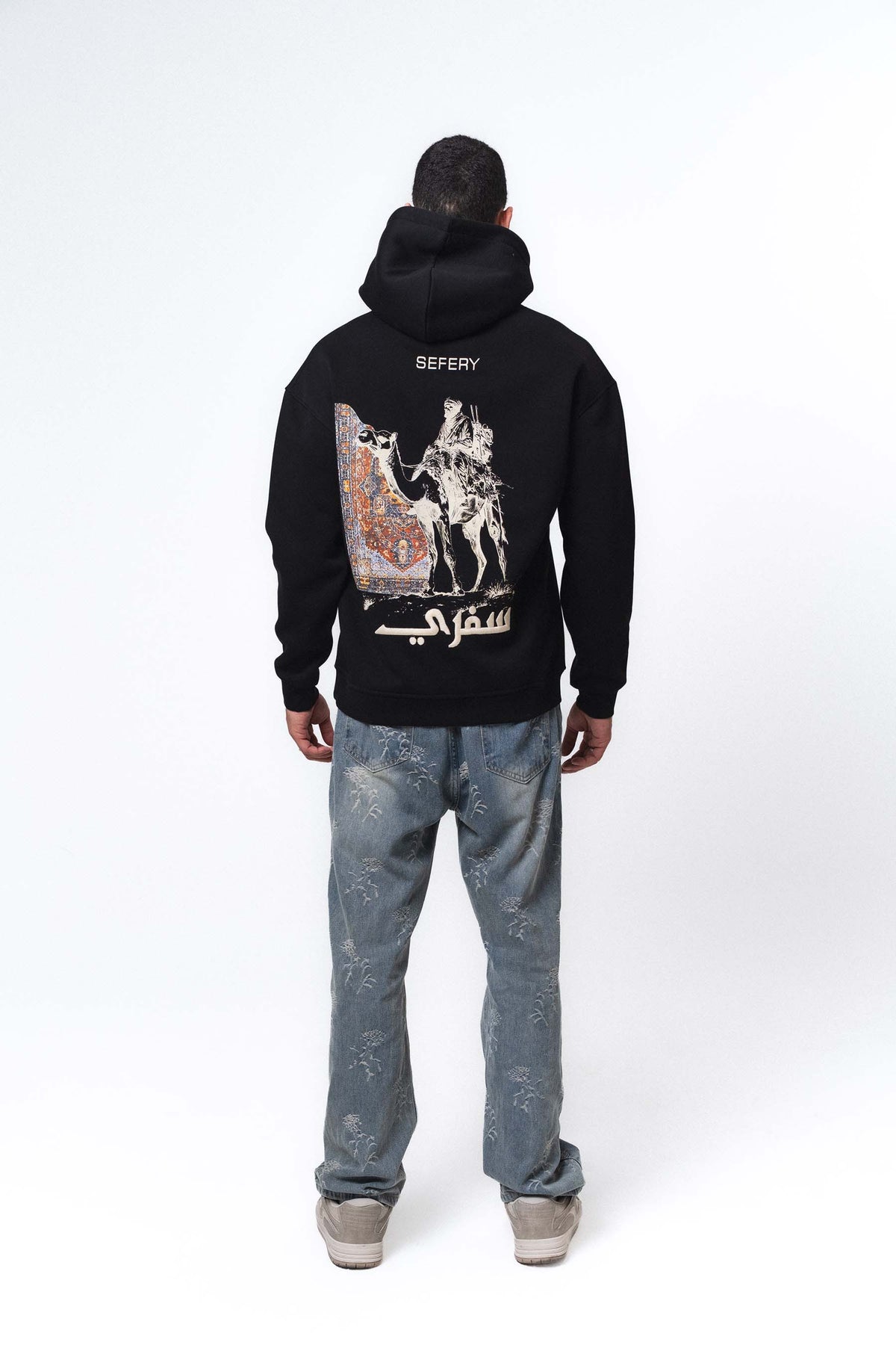 Etnik Tasarım Sefery Siyah Oversize Hoodie