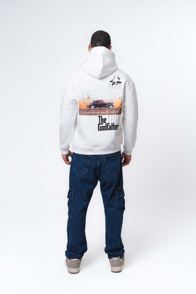 The Godfather Classic Car Beyaz Oversize Hoodie