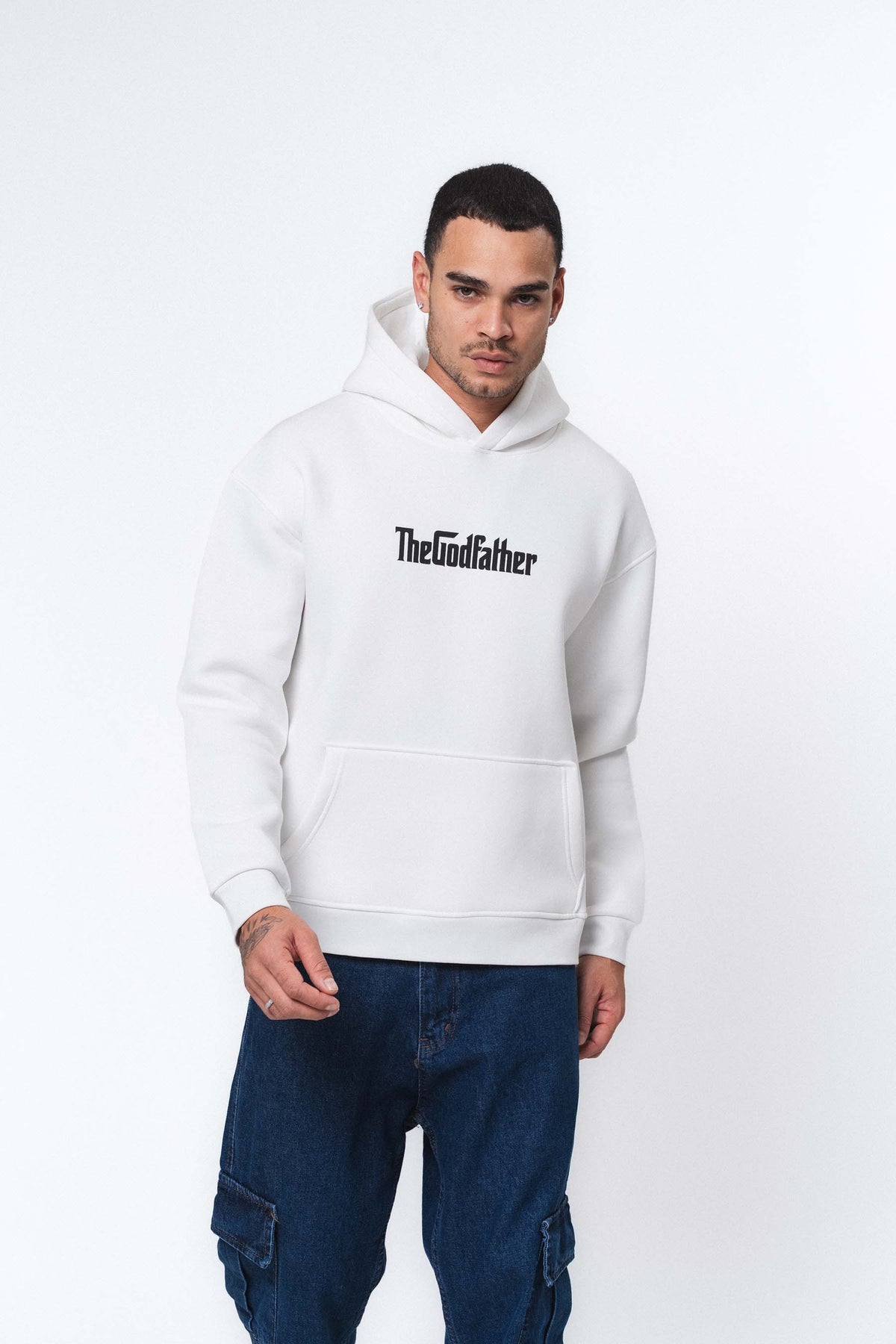 The Godfather Classic Car Beyaz Oversize Hoodie