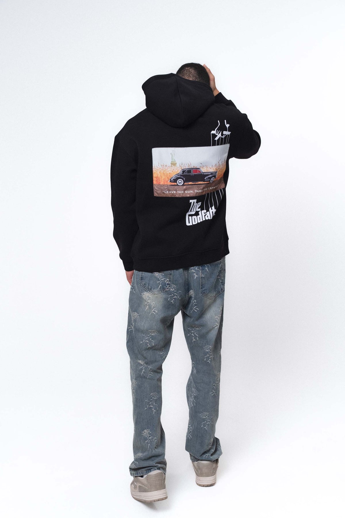 The Godfather Classic Car Siyah Oversize Hoodie