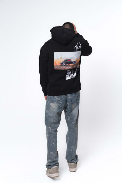The Godfather Classic Car Siyah Oversize Hoodie