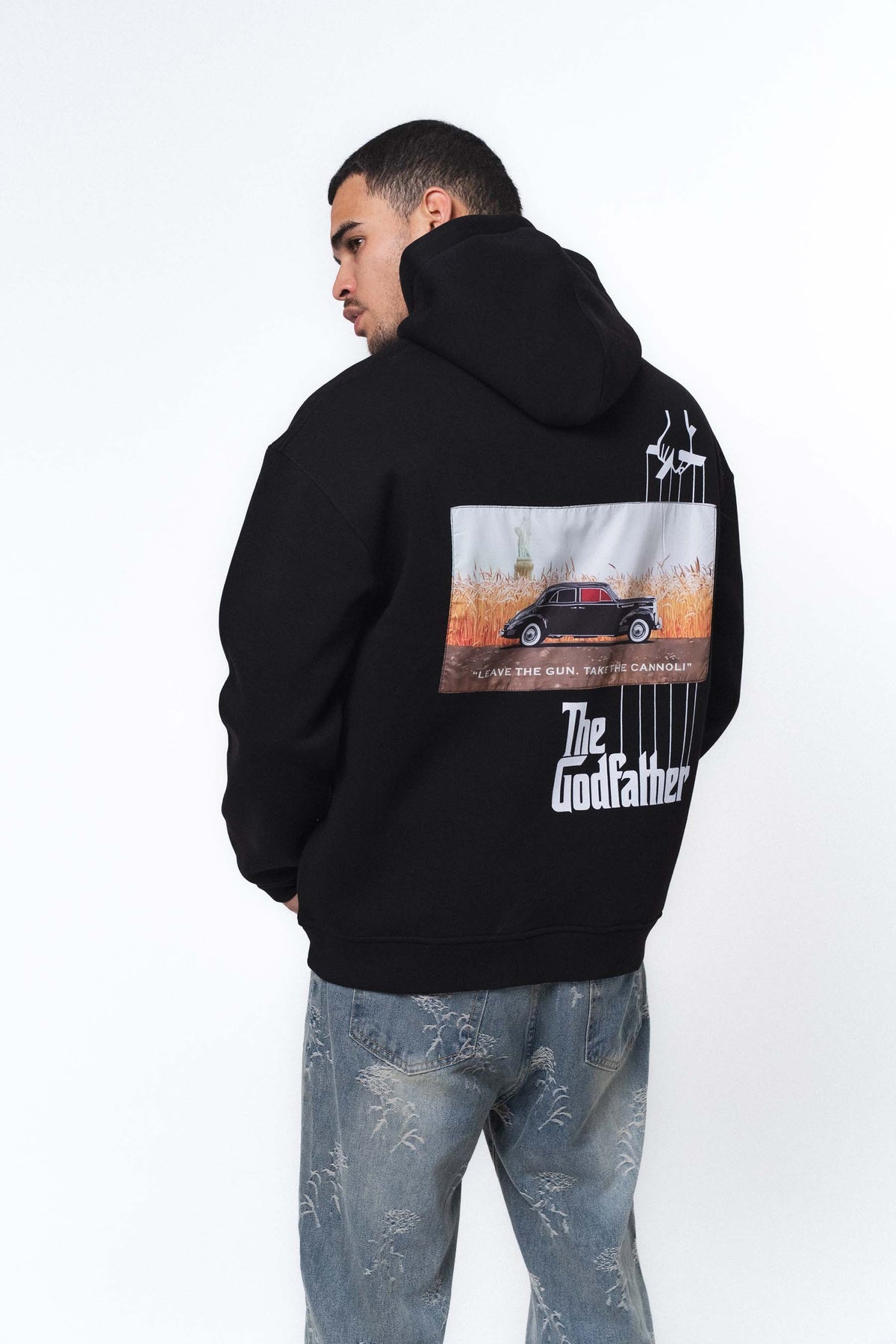 The Godfather Classic Car Siyah Oversize Hoodie