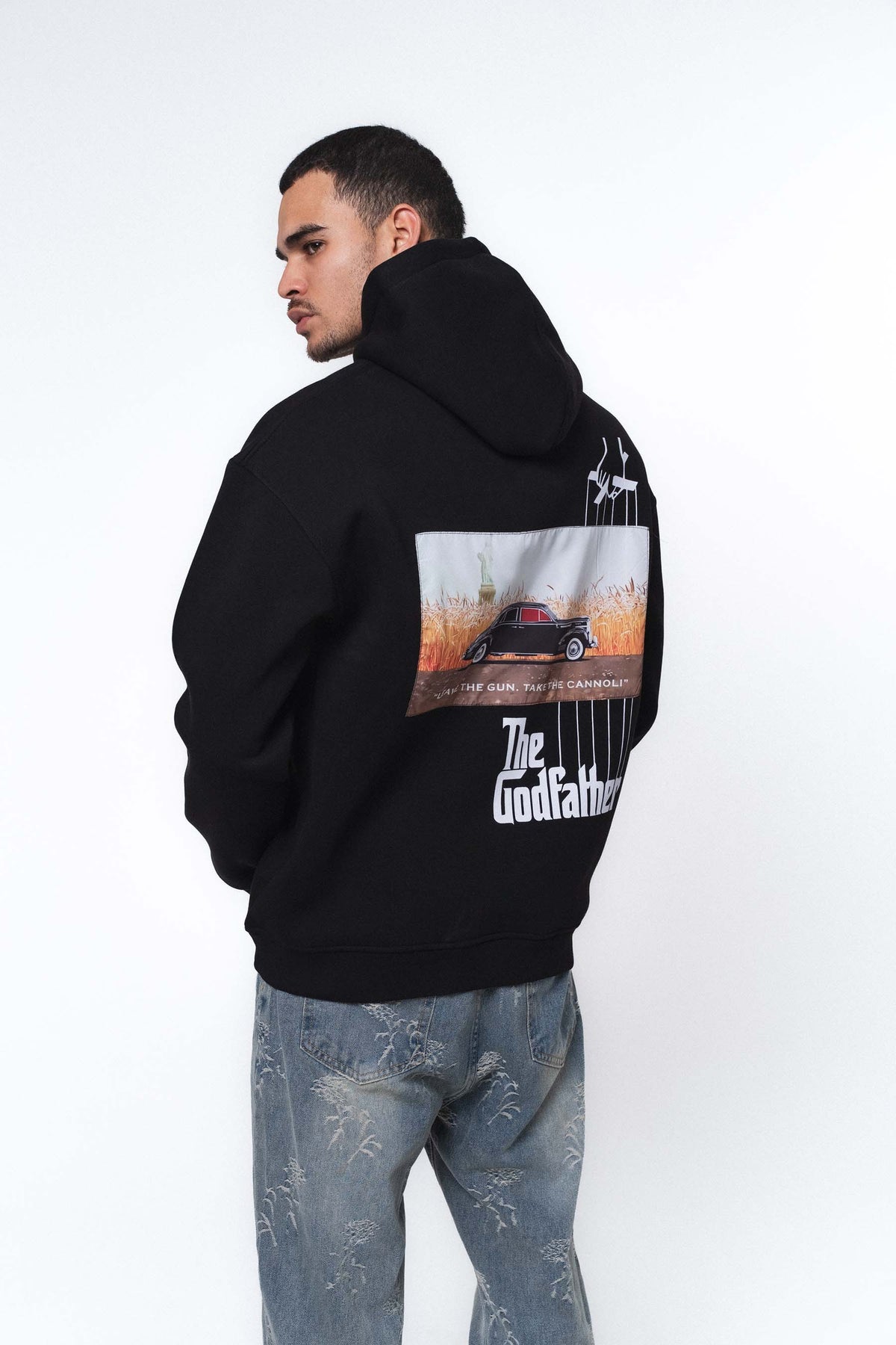 The Godfather Classic Car Siyah Oversize Hoodie