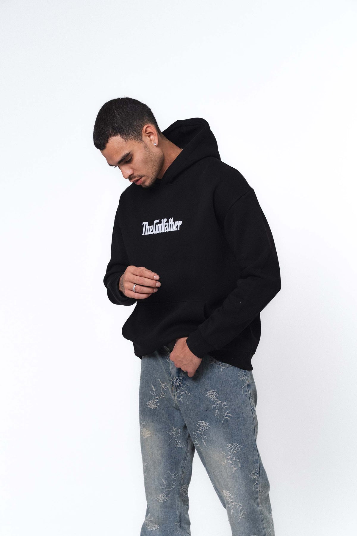 The Godfather Classic Car Siyah Oversize Hoodie