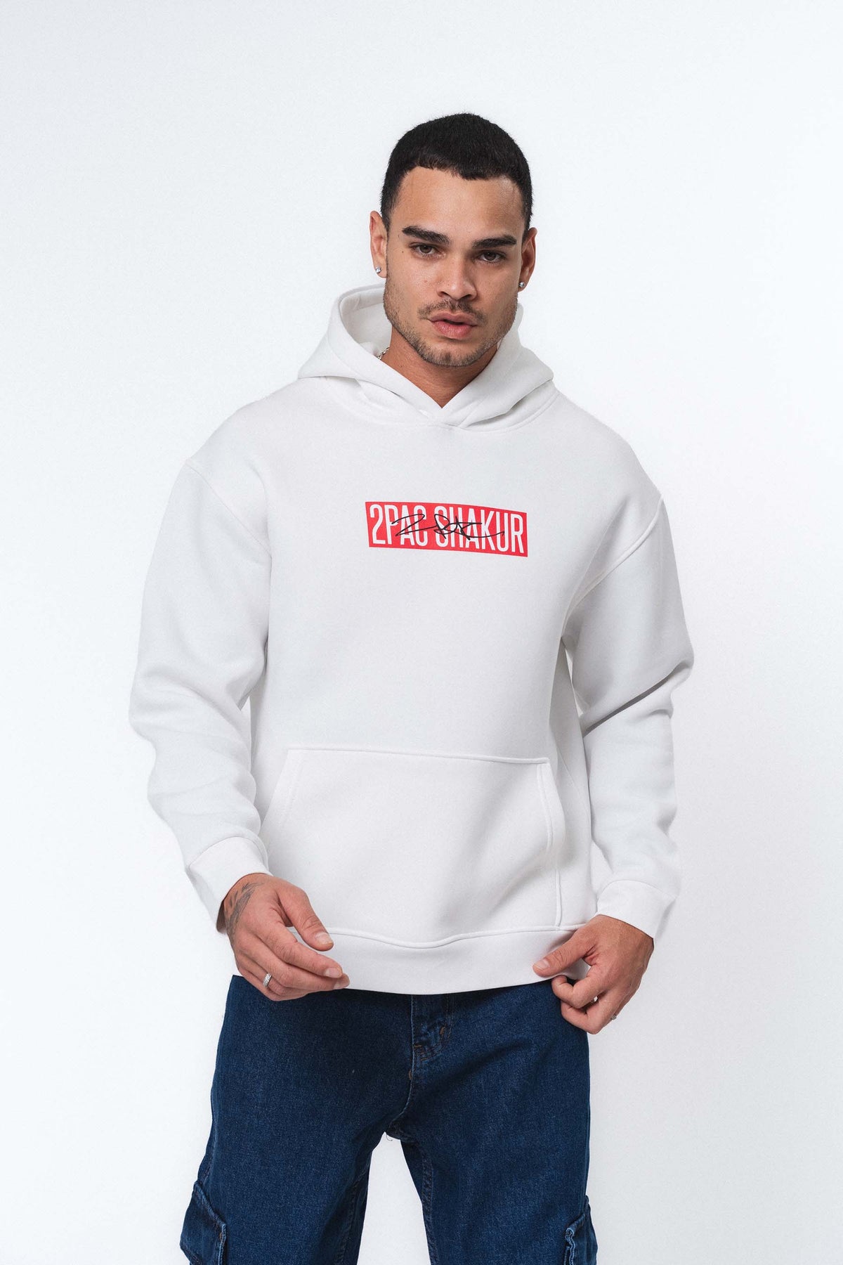 Tupac Shakur Beyaz Oversize Hoodie
