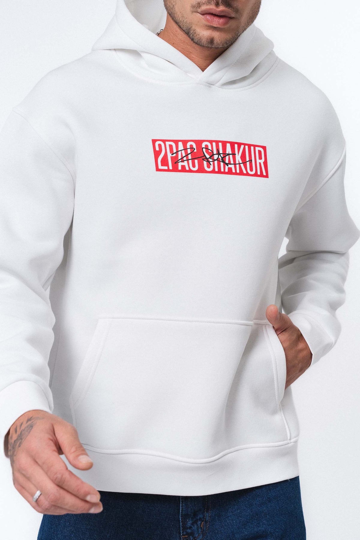 Tupac Shakur Beyaz Oversize Hoodie