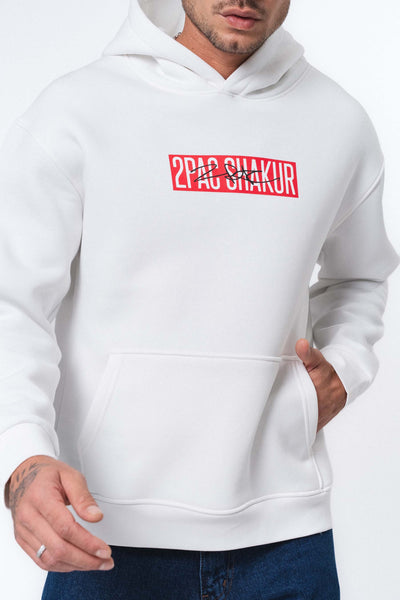Tupac Shakur Beyaz Oversize Hoodie