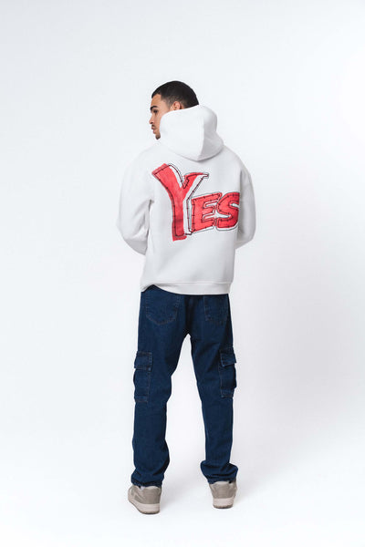 Yes Beyaz Oversize Hoodie
