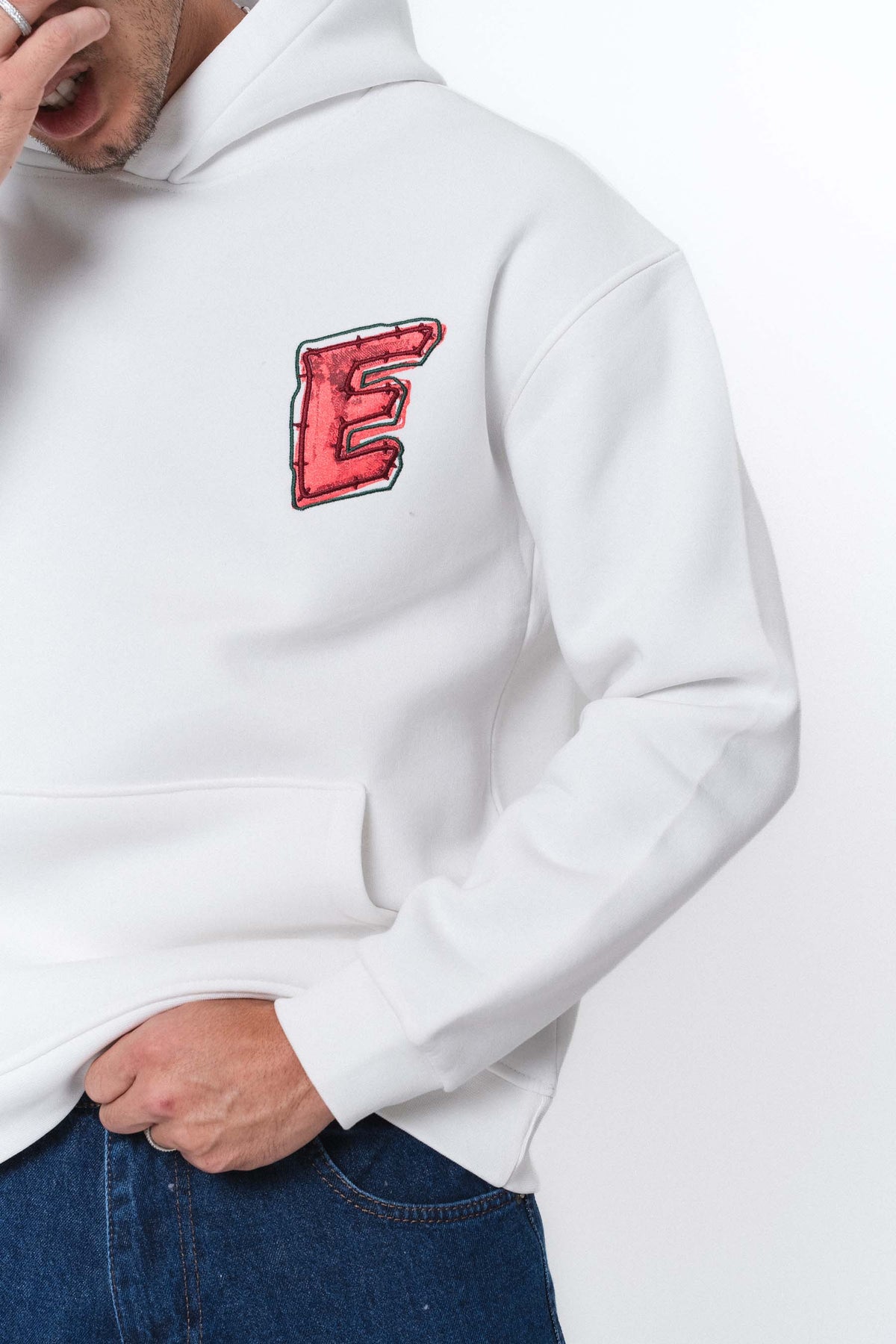 Yes Beyaz Oversize Hoodie