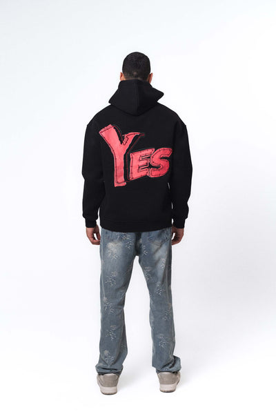 Yes Siyah Oversize Hoodie