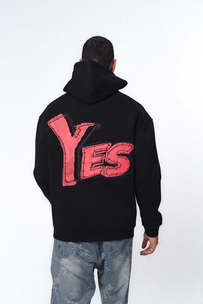 Yes Siyah Oversize Hoodie