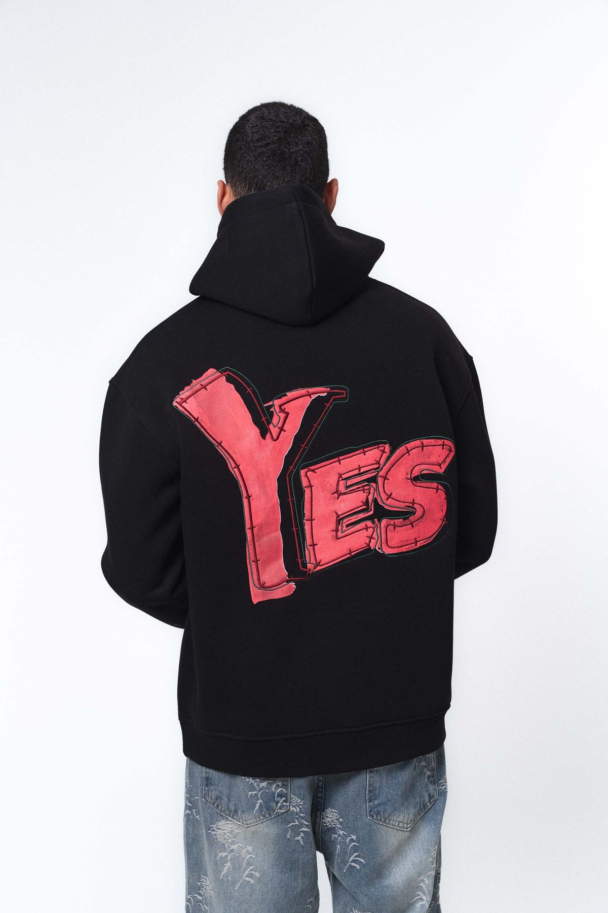Yes Siyah Oversize Hoodie