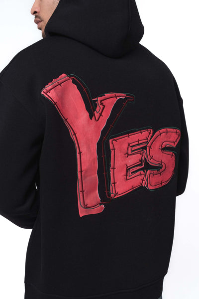 Yes Siyah Oversize Hoodie