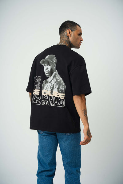 Ice Cube Baskılı Siyah Oversize T-Shirt