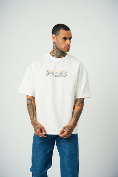 Ice Cube Baskılı Beyaz Oversize T-Shirt
