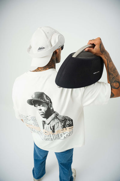 Ice Cube Baskılı Beyaz Oversize T-Shirt