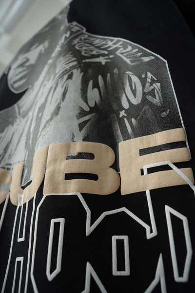Ice Cube Baskılı Siyah Oversize T-Shirt