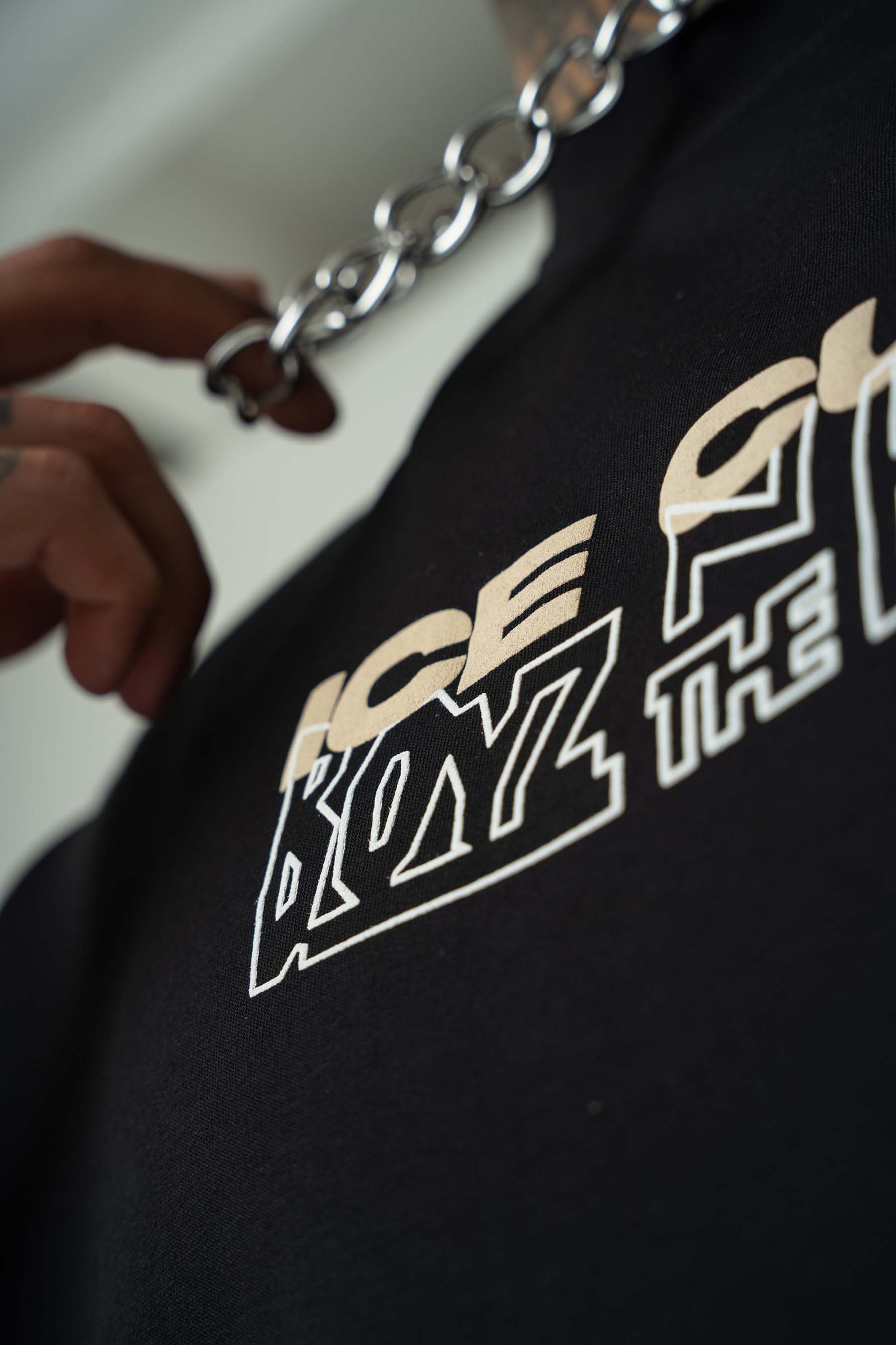 Ice Cube Baskılı Siyah Oversize T-Shirt