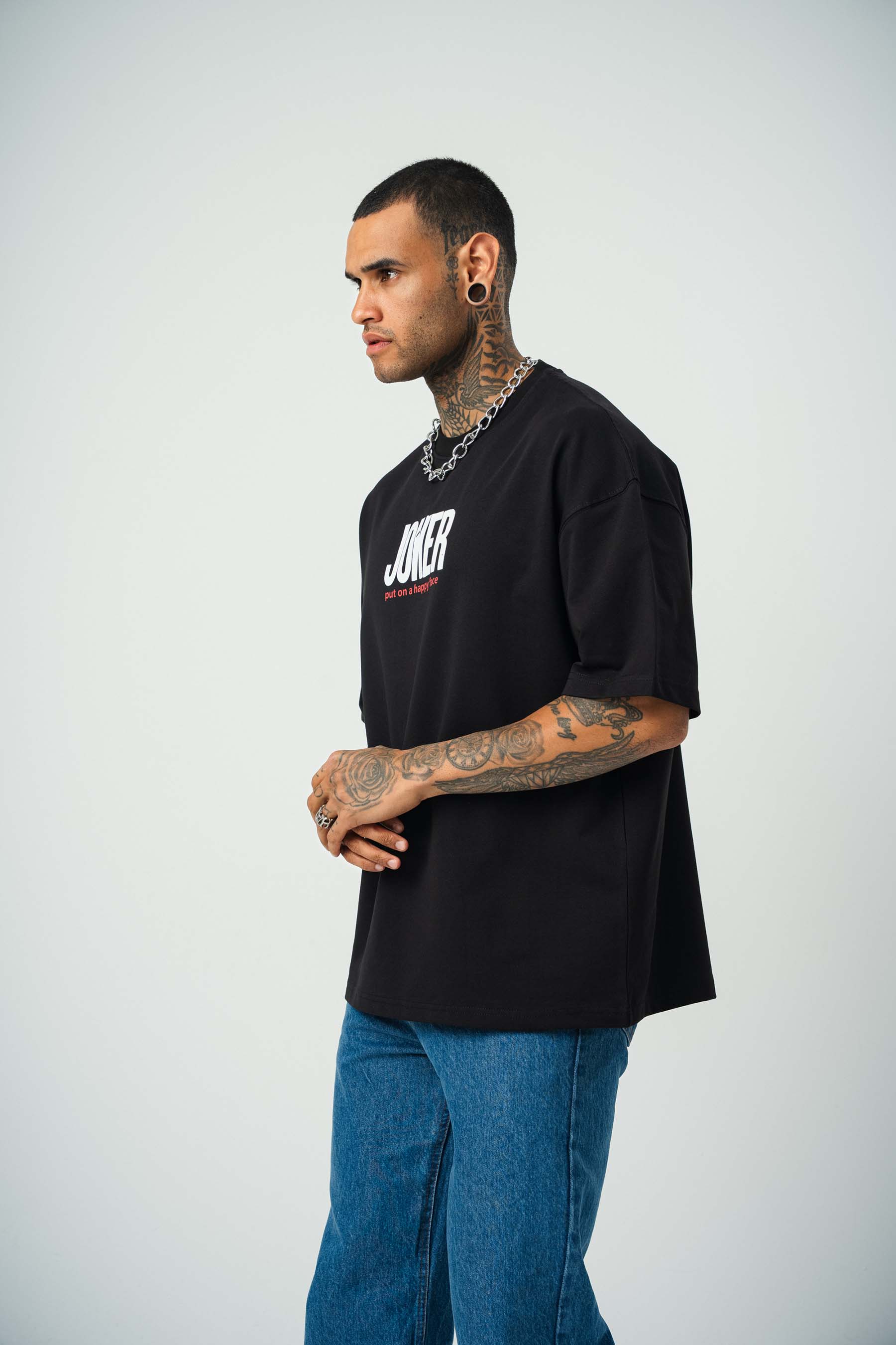 Joker 2 Baskılı Siyah Oversize T-Shirt