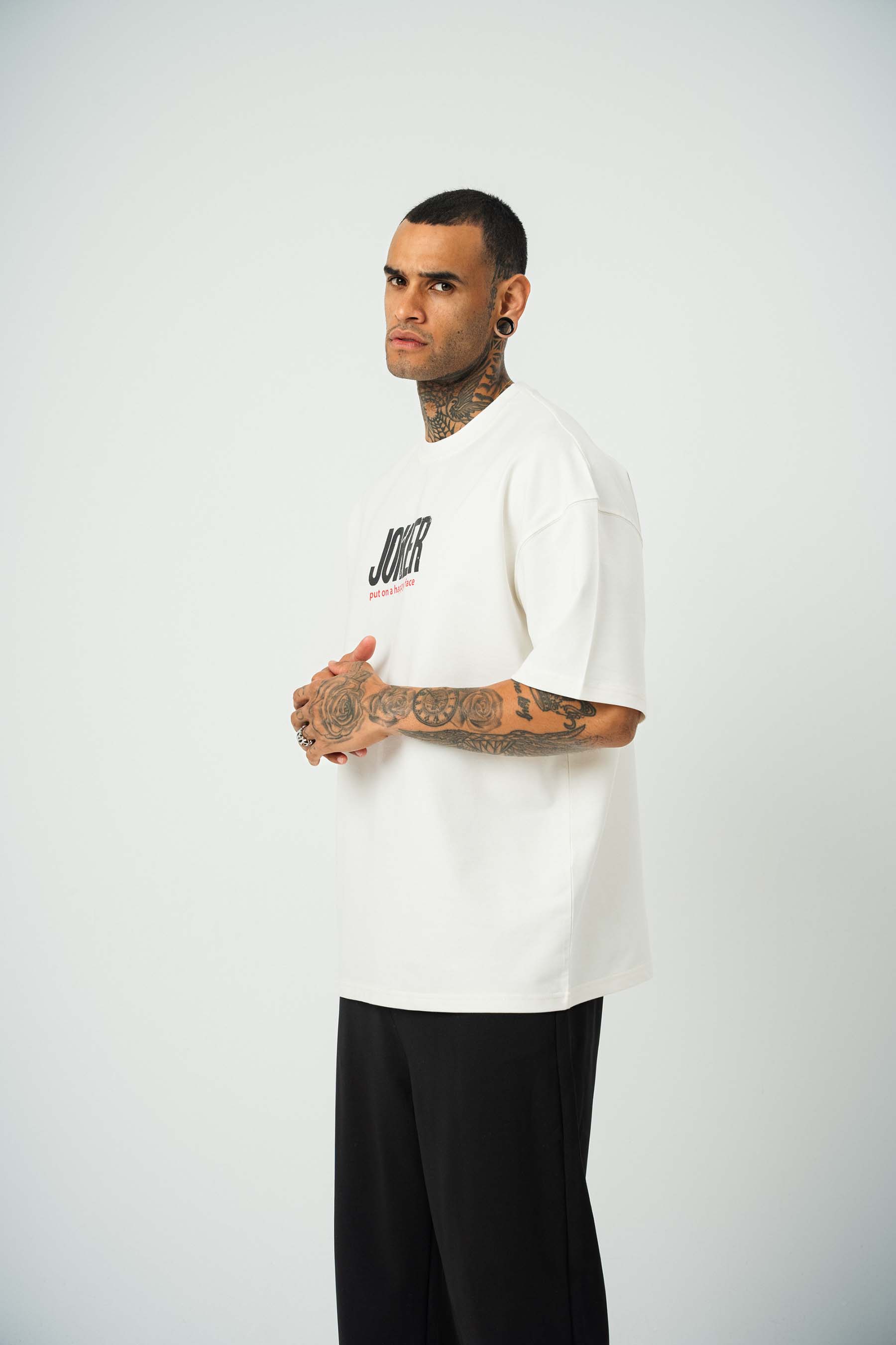 Joker 2 Baskılı Beyaz Oversize T-Shirt
