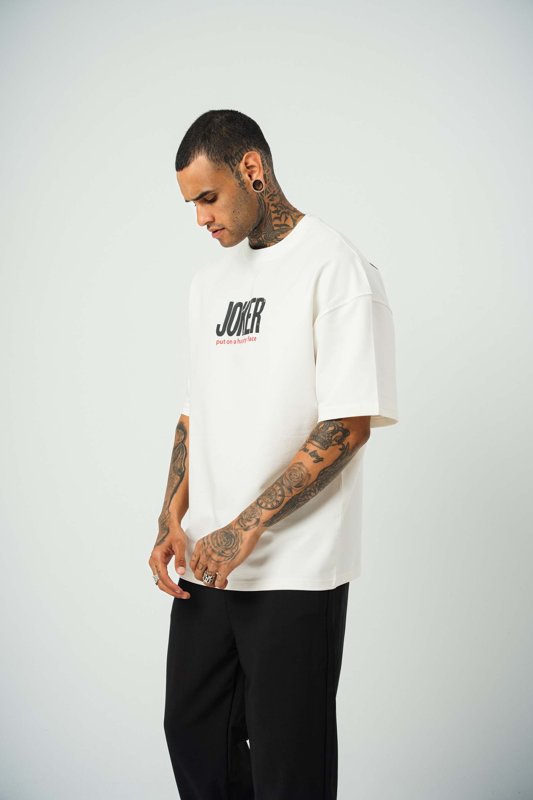 Joker 2 Baskılı Beyaz Oversize T-Shirt