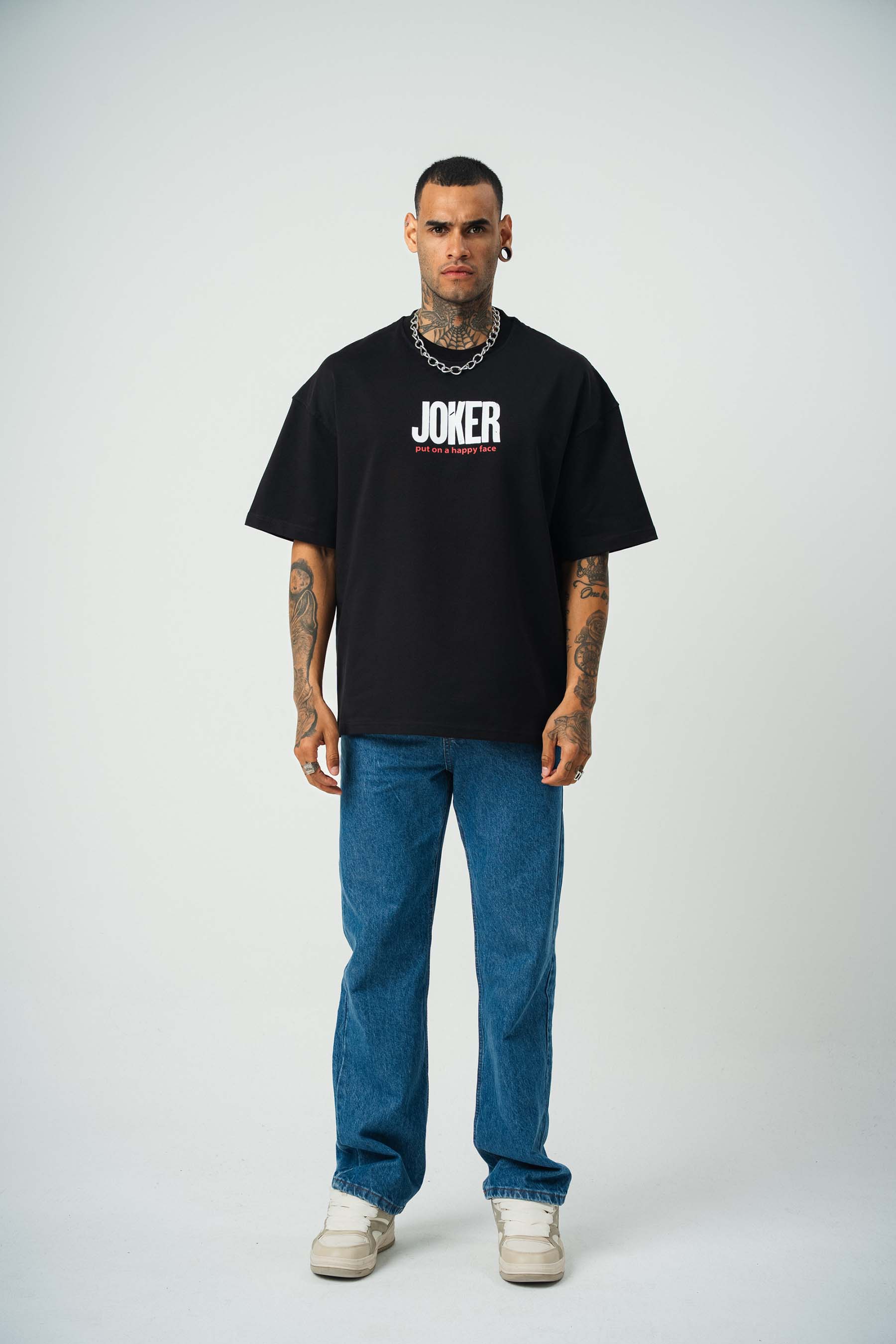 Joker 2 Baskılı Siyah Oversize T-Shirt