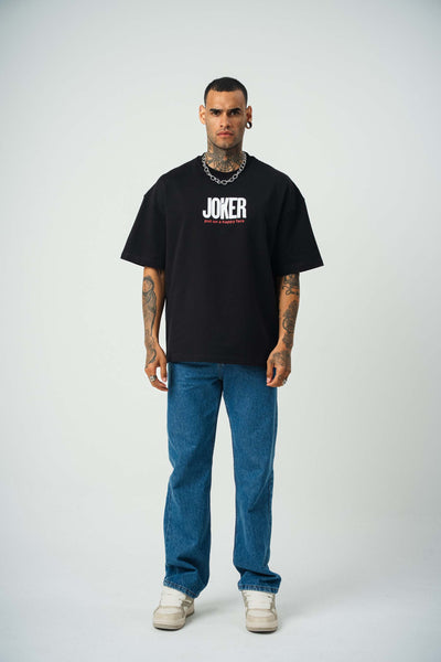 Joker 2 Baskılı Siyah Oversize T-Shirt
