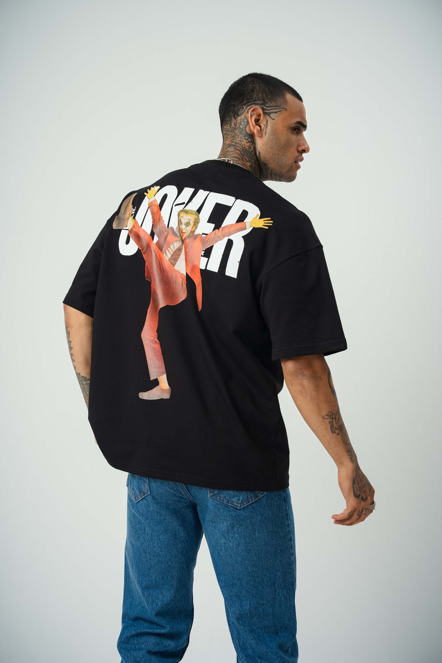 Joker 2 Baskılı Siyah Oversize T-Shirt