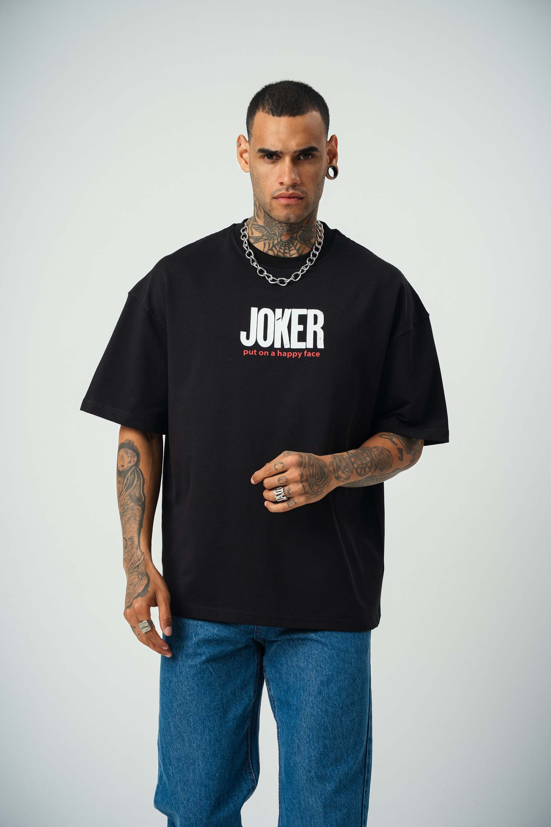 Joker 2 Baskılı Siyah Oversize T-Shirt