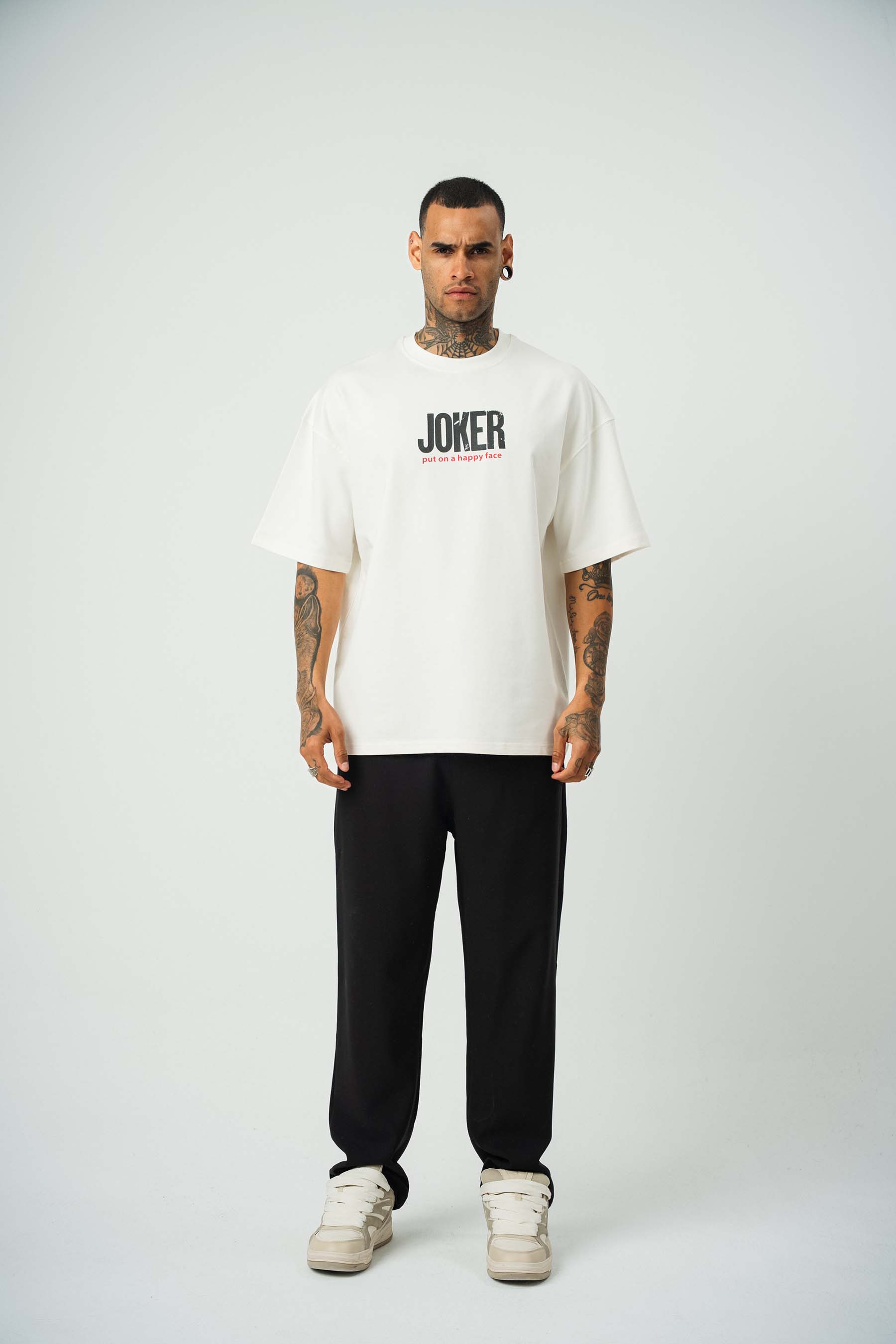 Joker 2 Baskılı Beyaz Oversize T-Shirt