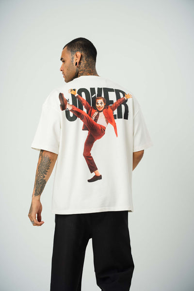 Joker 2 Baskılı Beyaz Oversize T-Shirt