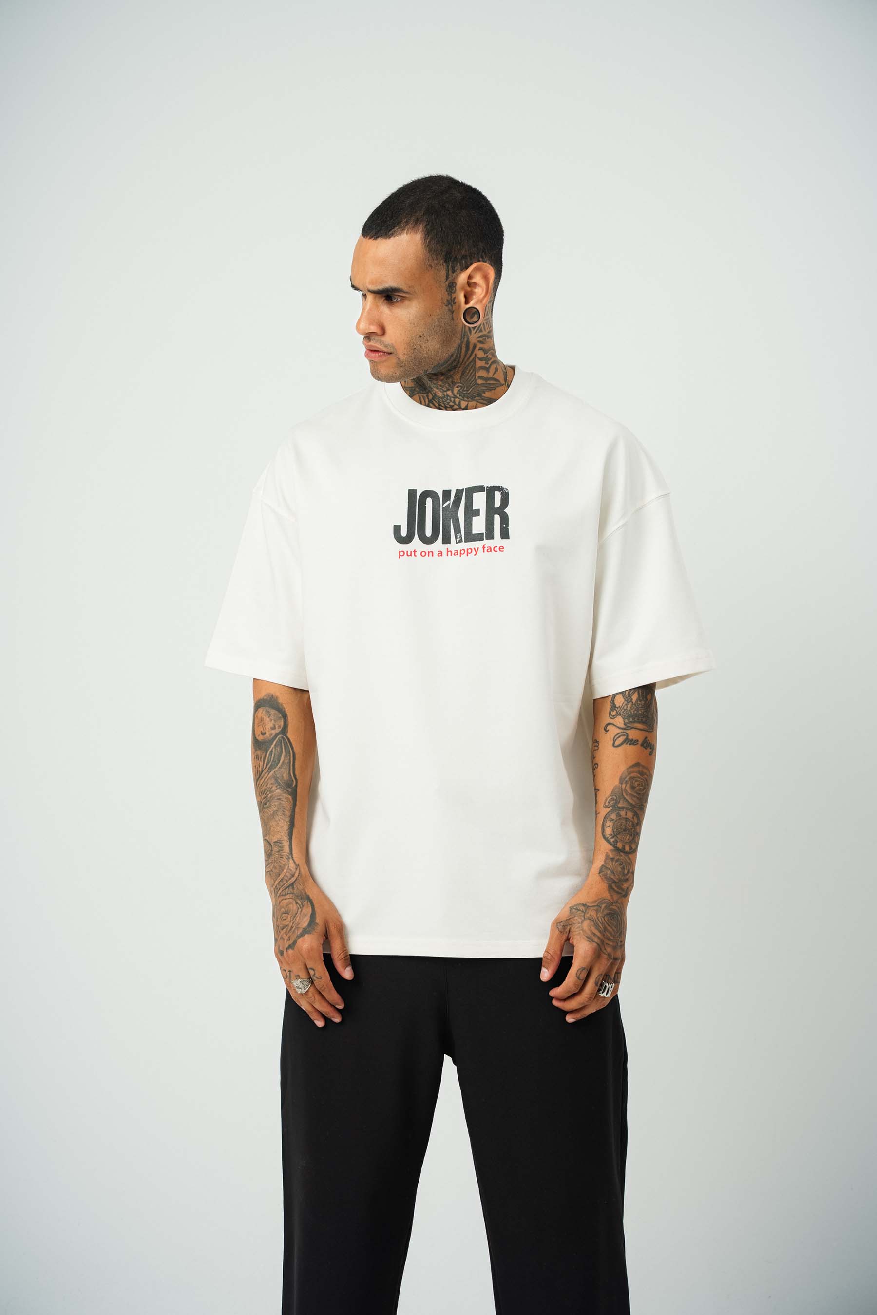 Joker 2 Baskılı Beyaz Oversize T-Shirt