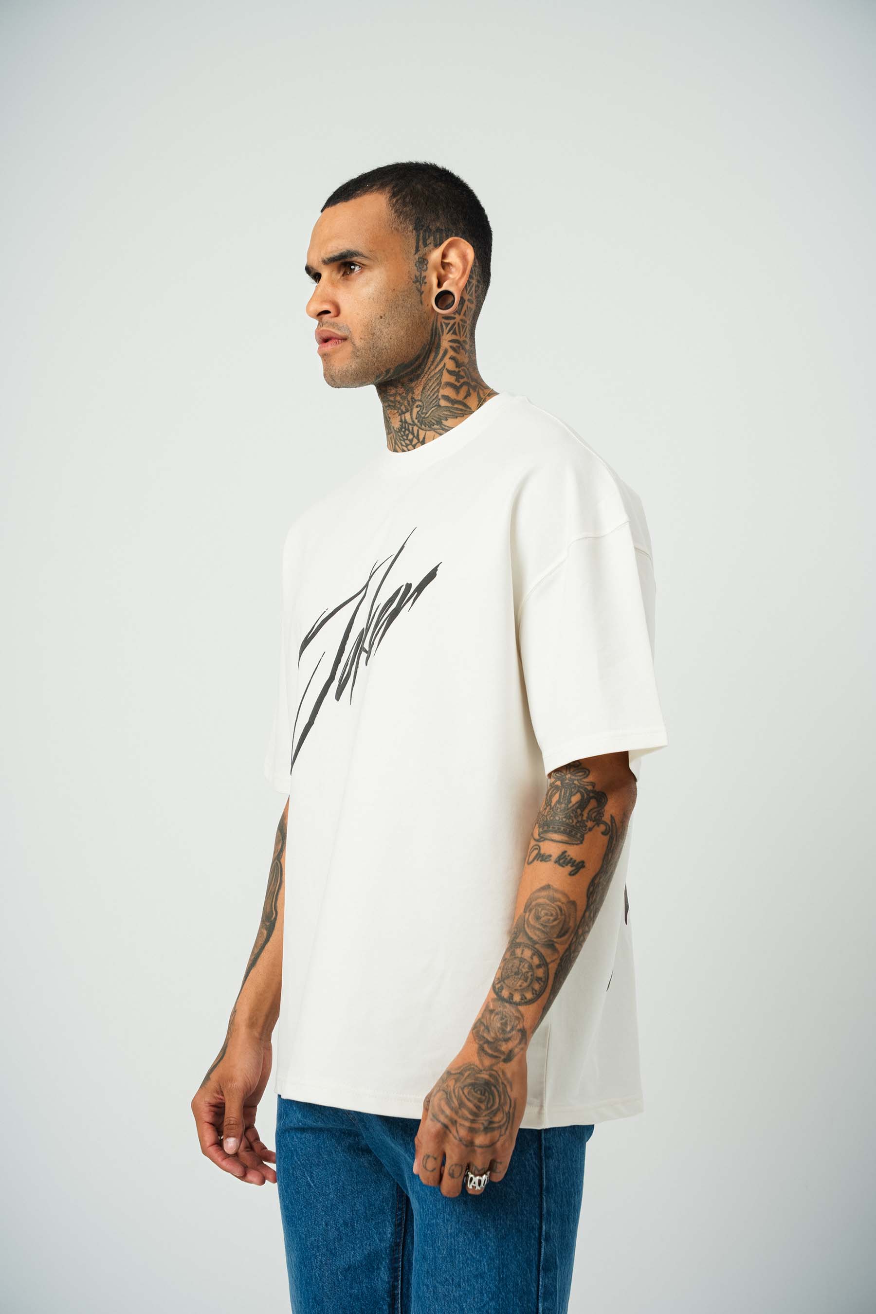 Joker Baskılı Beyaz Oversize T-Shirt