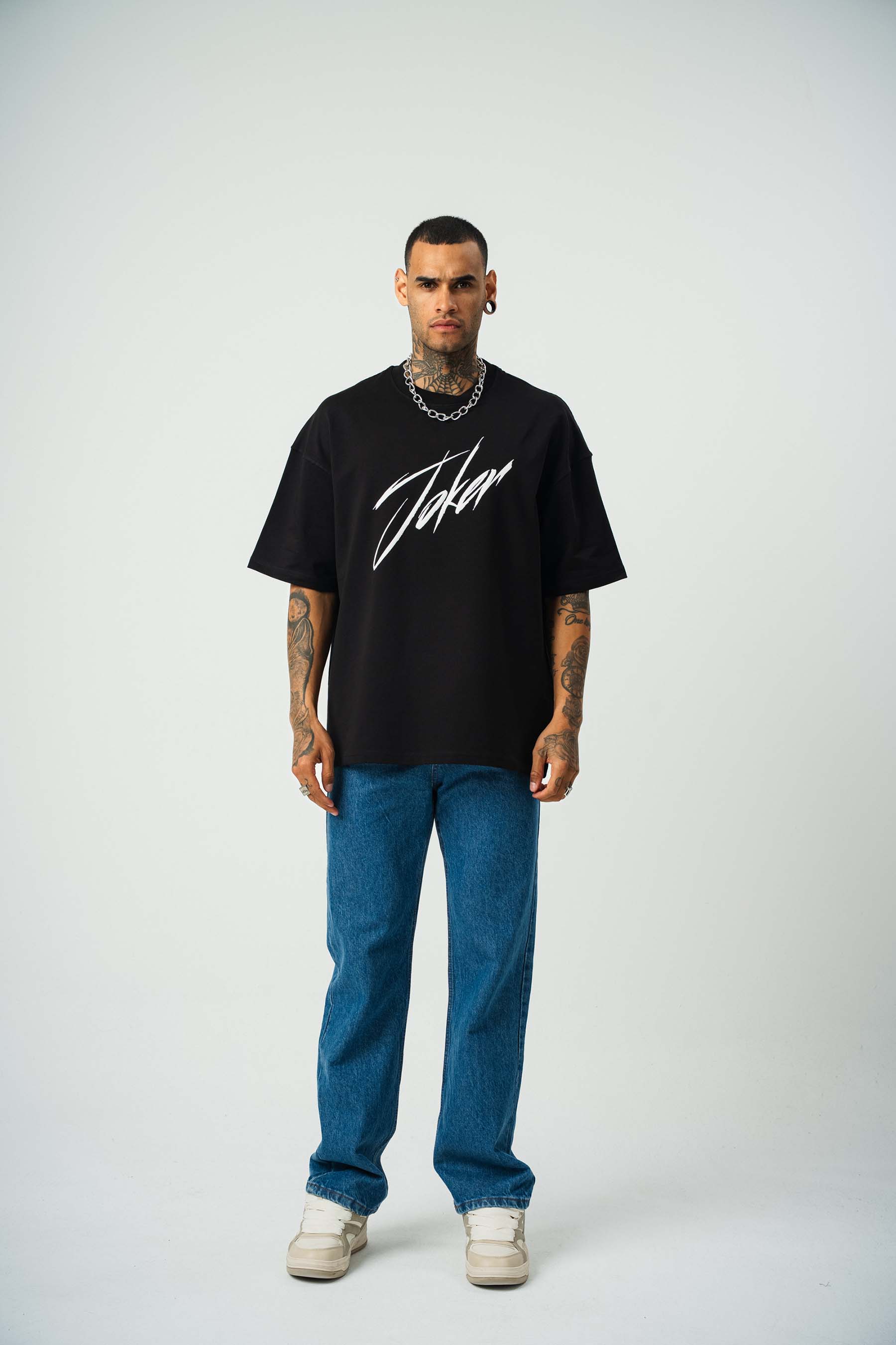 Joker 3 Baskılı Siyah Oversize T-Shirt