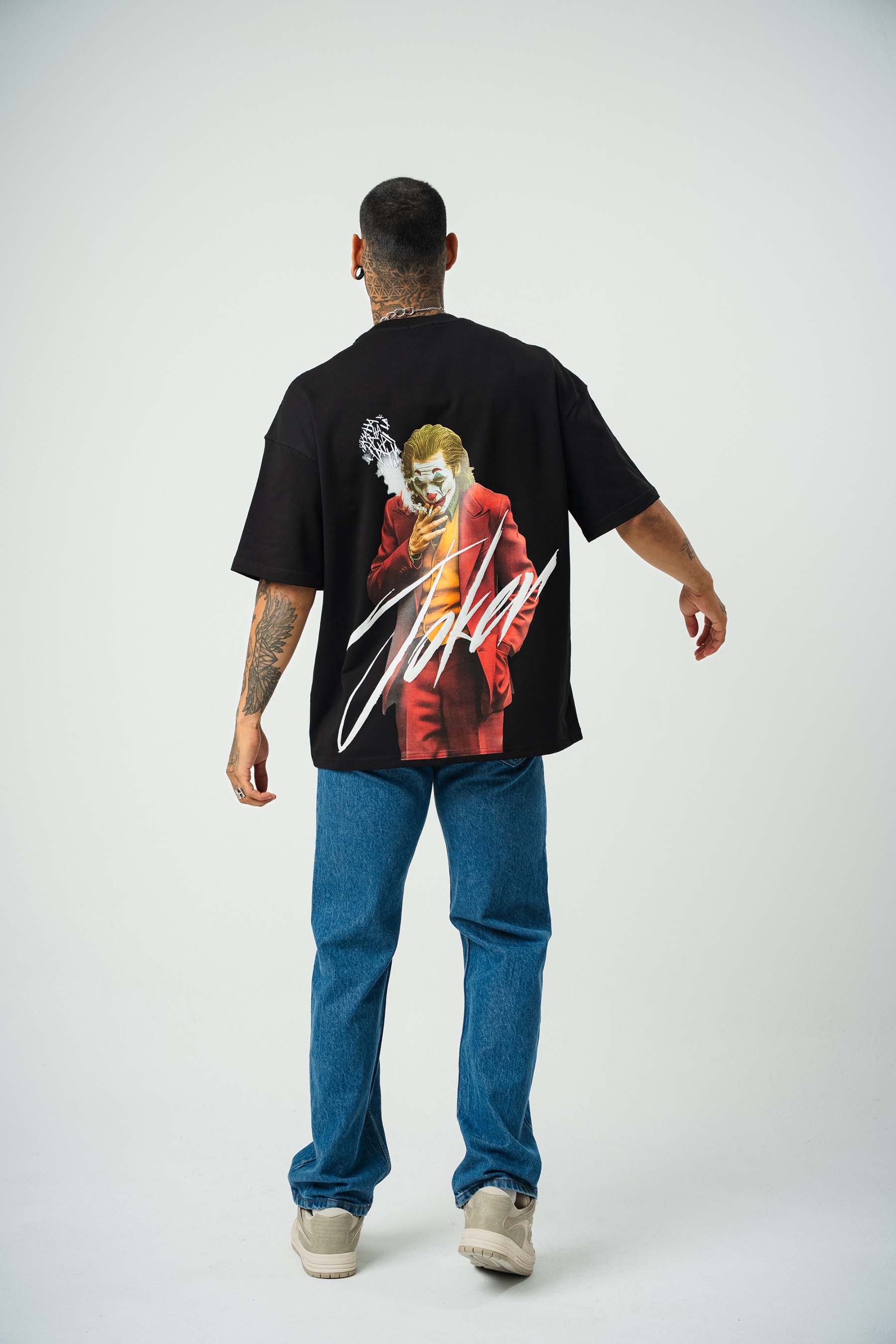 Joker 3 Baskılı Siyah Oversize T-Shirt