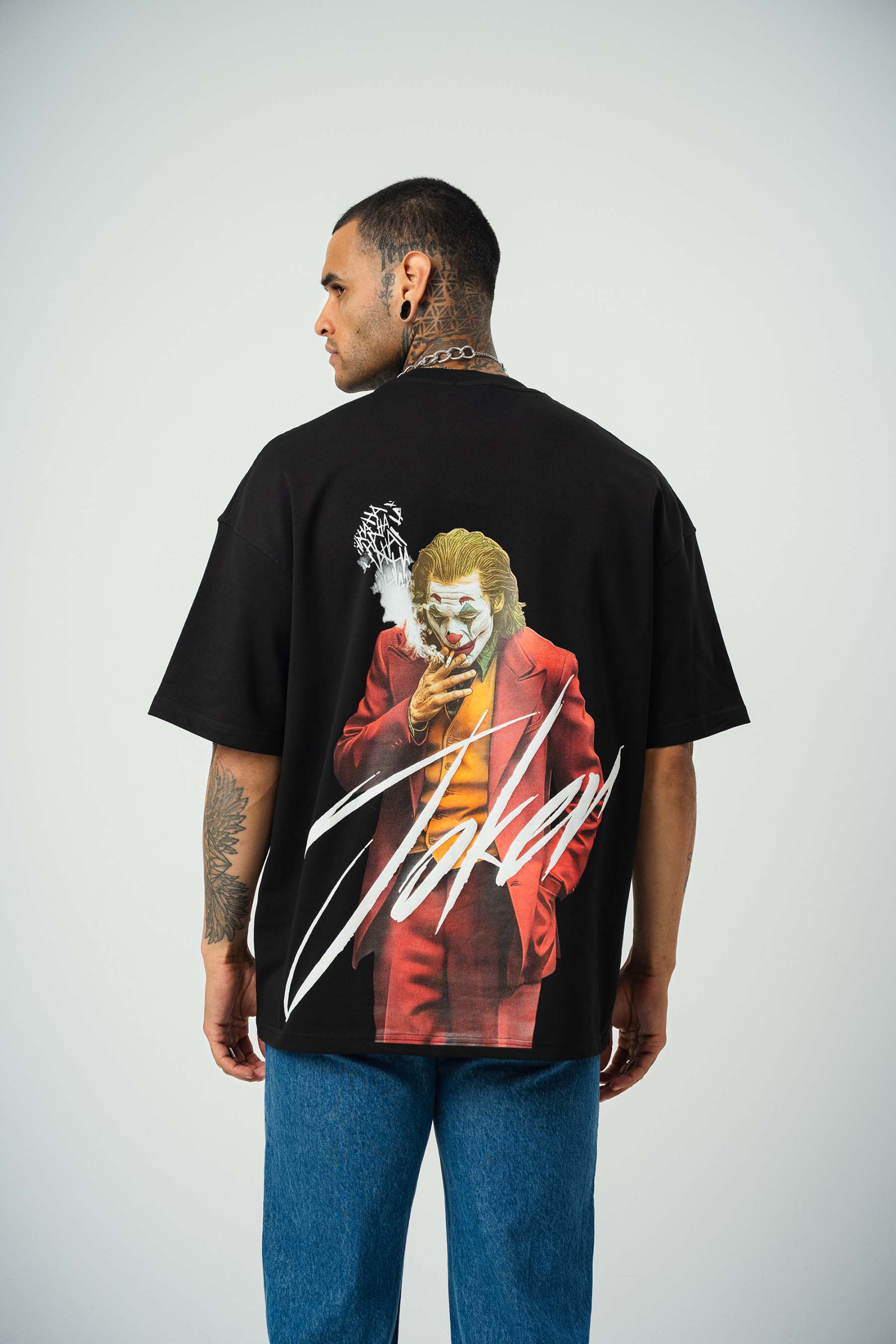 Joker 3 Baskılı Siyah Oversize T-Shirt