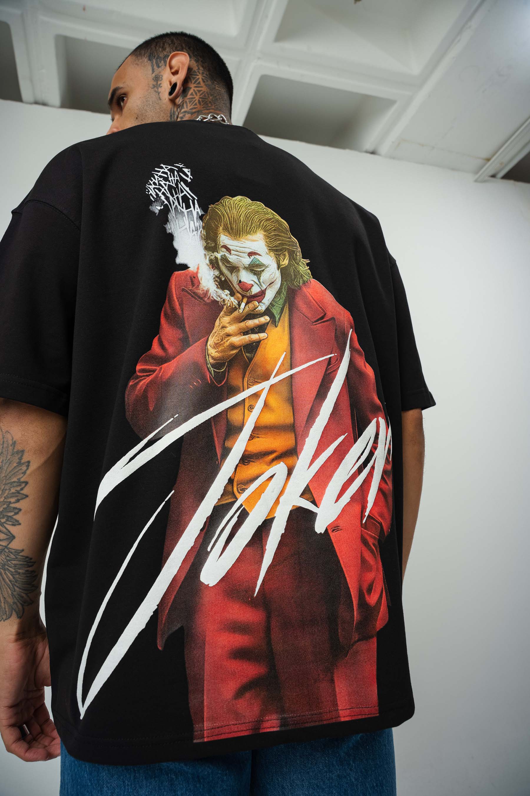 Joker 3 Baskılı Siyah Oversize T-Shirt