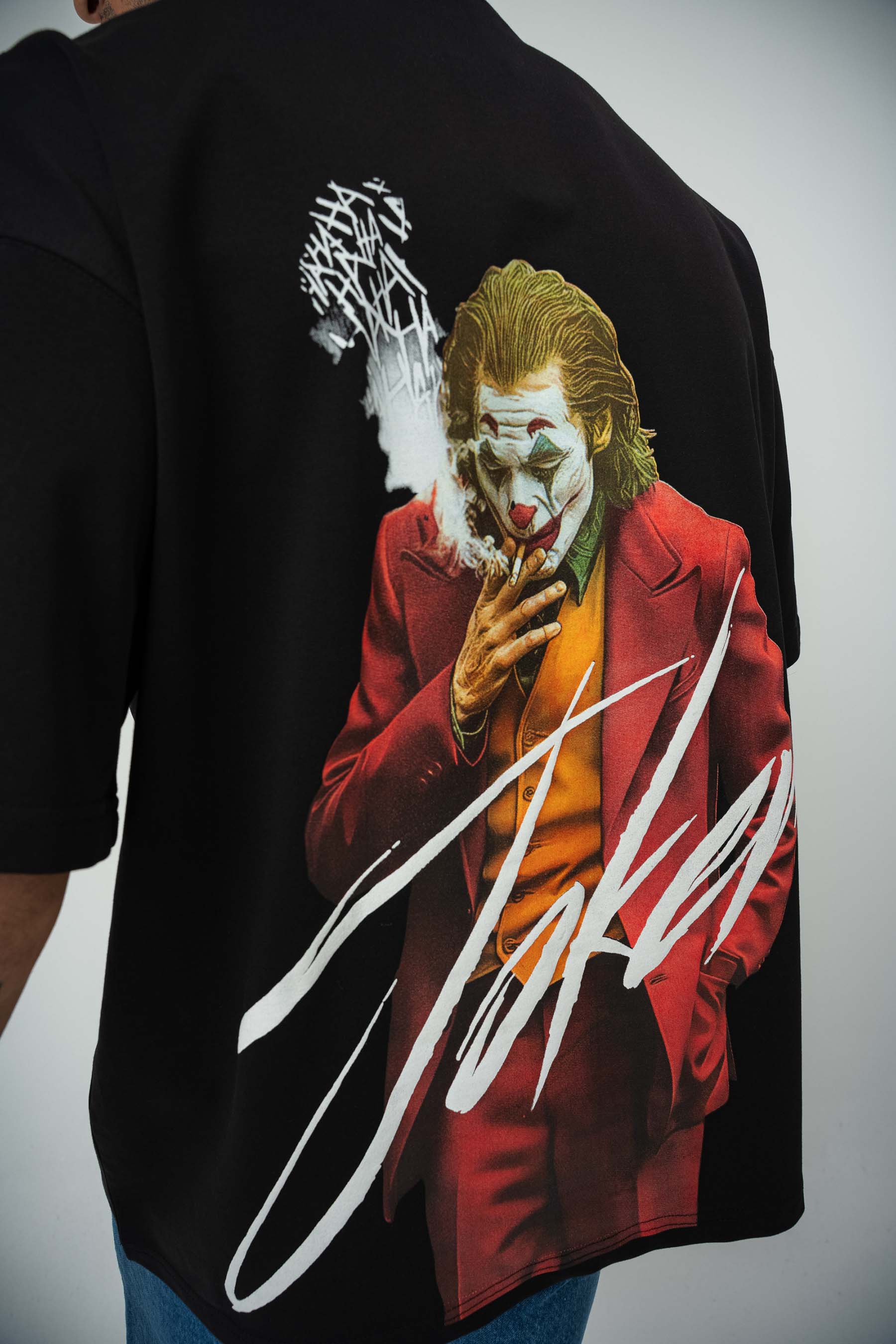 Joker 3 Baskılı Siyah Oversize T-Shirt