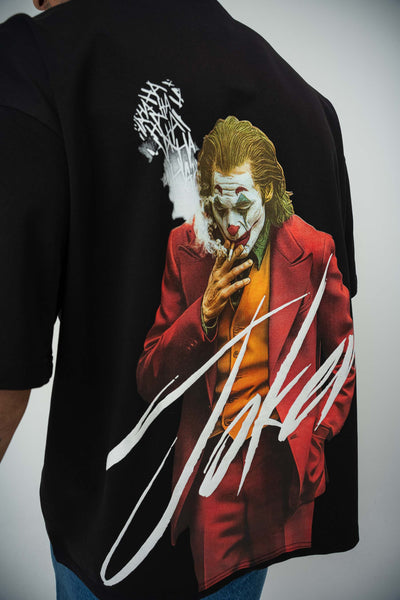 Joker 3 Baskılı Siyah Oversize T-Shirt